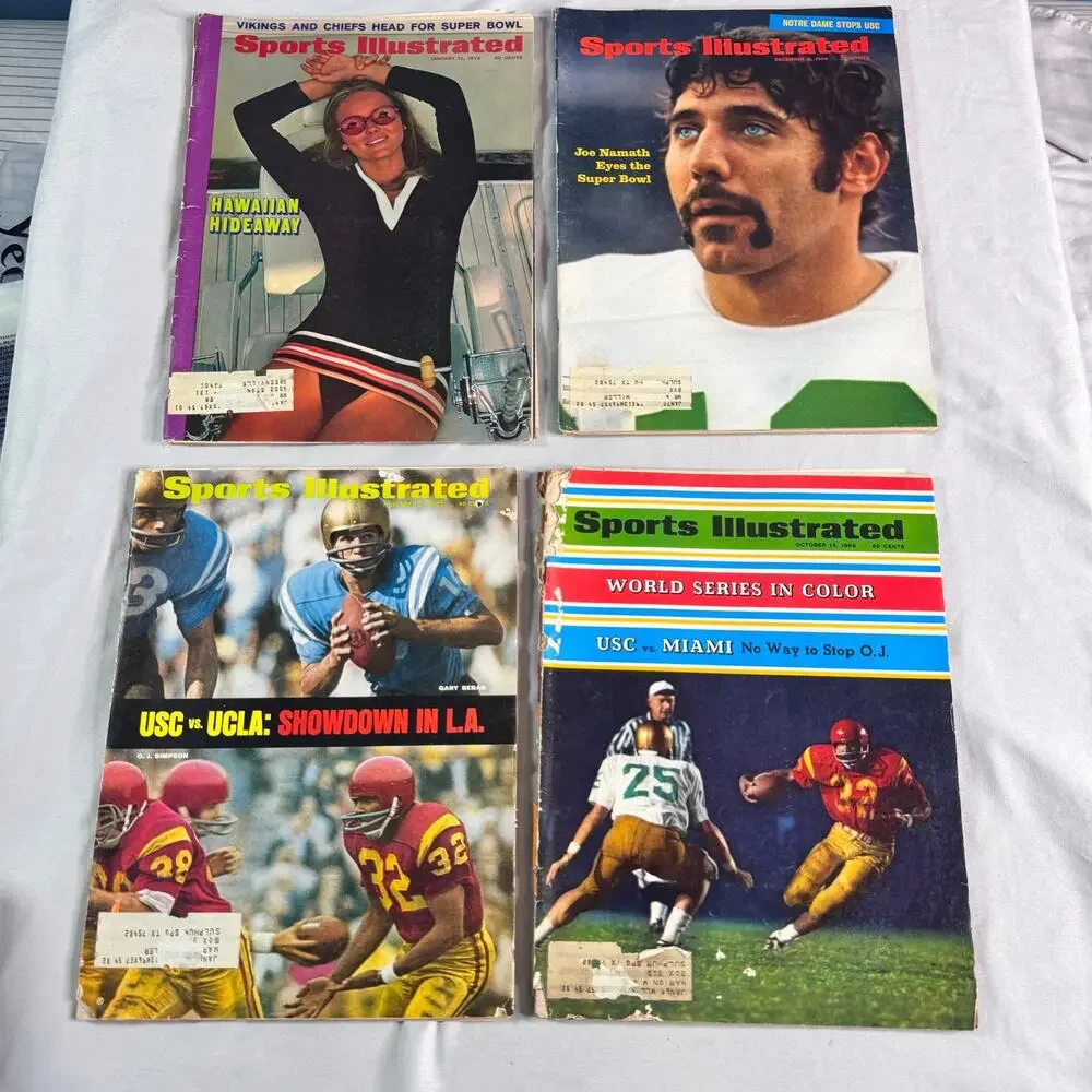 1968 Sports Illustrated Magazine Lot of 4 Joe Namath OJ Simpson Super Bowl USC